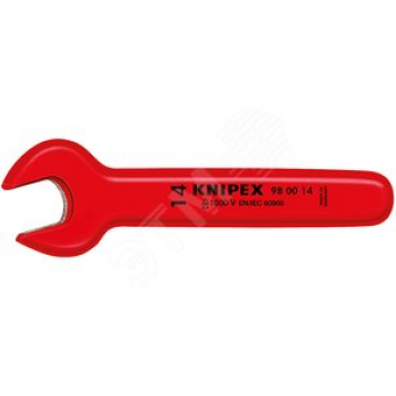 KNIPEX Ключ гаечный рожковый метрический VDE 1000V, размер под ключ 17 мм, L-155 мм, диэлектрический, KN-980017