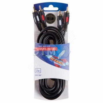 Шнур 2RCA - 2RCA, 3 м, GOLD (etm06-3044)