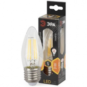 Лампа светодиодная филаментная F-LED B35-5W-827-E27 (филамент, свеча, 5Вт, тепл, E27 (10/100/2800) ЭРА (Б0027933)