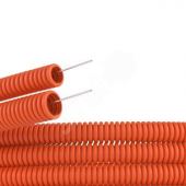 Труба гофрированная ПНД 50мм с протяжкой тяжелая оранжевая (15м) (71550)