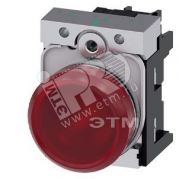 Индикатор световой 22мм круглый металлический 24V AC/DC красный матовый рассеиватель (3SU1152-6AA20-1AA0)