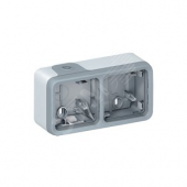 Коробка наружная двухпостовая IP55, горизонтальная, цвет серый (69672)