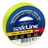Изолента ПВХ желто-зеленая 19мм 20м Safeline (12123)
