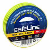 Изолента ПВХ желто-зеленая 15мм 20м Safeline