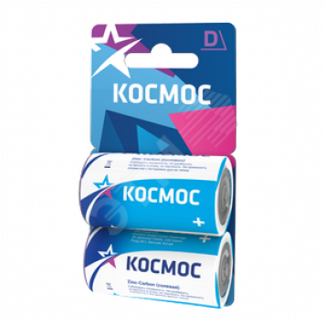 Элемент питания R20 (D) 1.5V Zinc carbon 2BL Космос