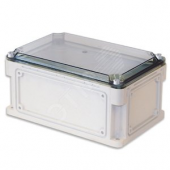 Корпус IP67 400х200х146 Hкрышки=21 с выбивным фланцем прозрачная крышка