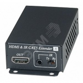 Приёмник HDMI сигнала и сигнала ИК по одному кабелю витой пары CAT6 до 70м (CAT5e до 60м) (HE02EIR)