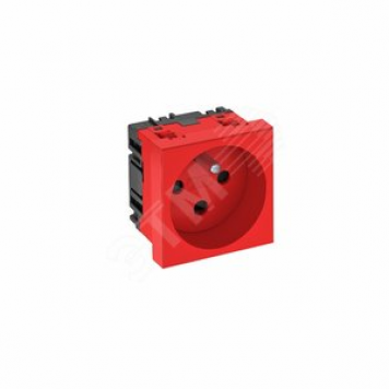 Розетка одинарная 0° французский стандарт с кодом 250 В 16A (красный) (STD-F0K SRO1)