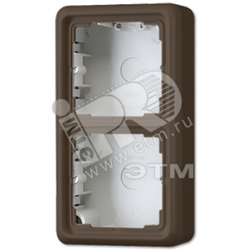 Коробка с рамкой накладная 2 поста коричневая (CD582ABR)