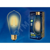 Лампа светодиодная декоративная LED 5вт 220-250В конус 450Лм Е27 2250К золотая колба Uniel Vintage (UL-00002360)