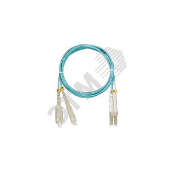 Шнур оптический переходной, MM 50/125 OM3, SC/UPC-LC/UPC, двойной, LSZH, 2мм, аква, 2м (NMF-PC2M3C2-SCU-LCU-002)