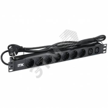 Блок PDU ITK7 розеток нем ст + 2 С13 1U каб 2м нем ст