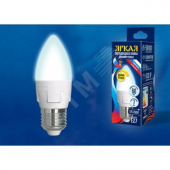 LED-C37 7W/4000K/E27/FR/DIM PLP01WH Лампа светодиодная, диммируемая. Форма «свеча», матовая. Серия Яркая. Белый свет (4000K). Картон. ТМ Uniel. (LED-C37 7W/4000K/E27/FR/DIM)